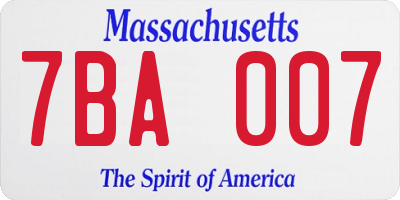 MA license plate 7BA007