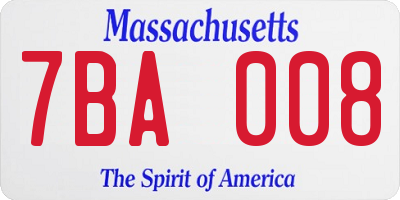 MA license plate 7BA008