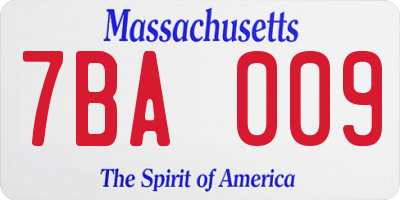 MA license plate 7BA009