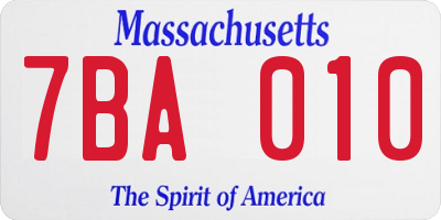 MA license plate 7BA010