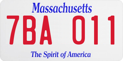MA license plate 7BA011