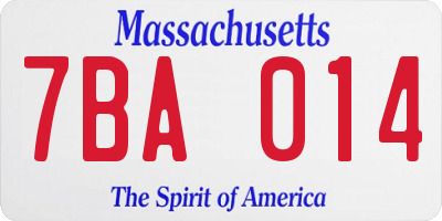 MA license plate 7BA014