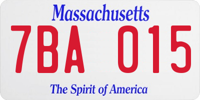 MA license plate 7BA015