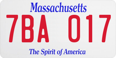 MA license plate 7BA017