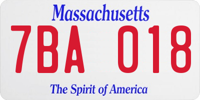 MA license plate 7BA018