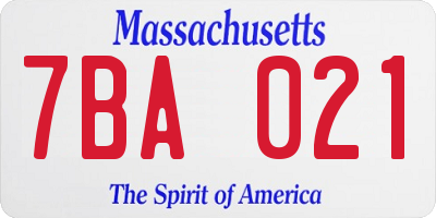MA license plate 7BA021