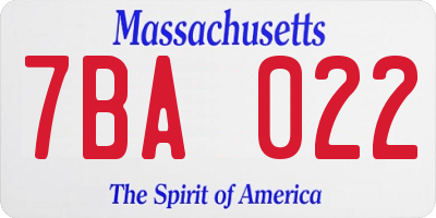 MA license plate 7BA022
