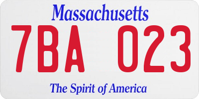MA license plate 7BA023