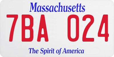 MA license plate 7BA024