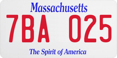 MA license plate 7BA025