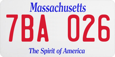 MA license plate 7BA026