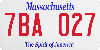 MA license plate 7BA027