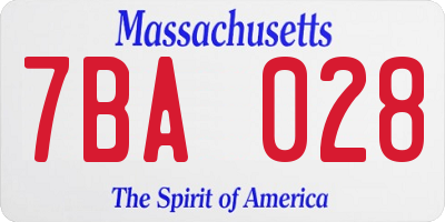 MA license plate 7BA028