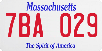MA license plate 7BA029