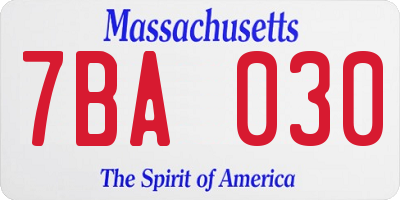 MA license plate 7BA030