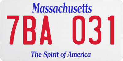 MA license plate 7BA031