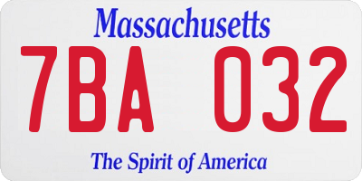 MA license plate 7BA032