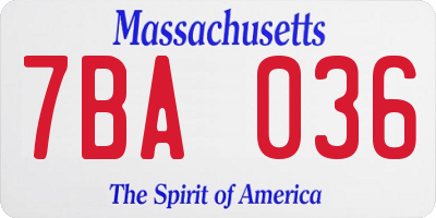 MA license plate 7BA036