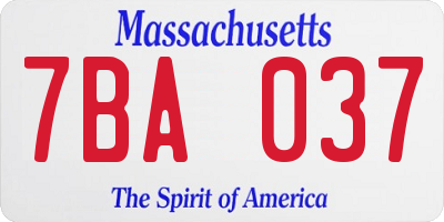 MA license plate 7BA037