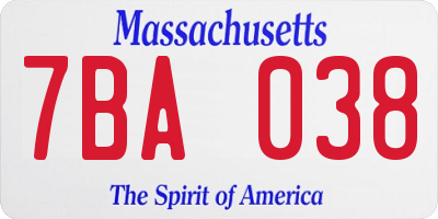 MA license plate 7BA038