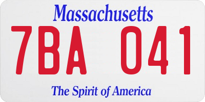 MA license plate 7BA041