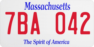 MA license plate 7BA042