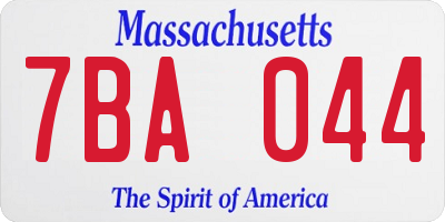 MA license plate 7BA044