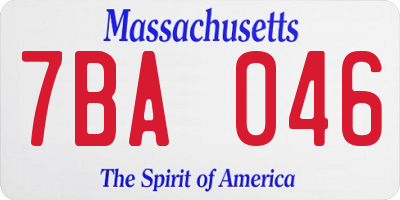 MA license plate 7BA046