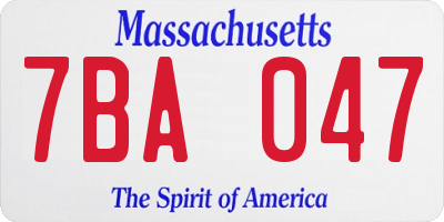 MA license plate 7BA047