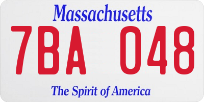 MA license plate 7BA048