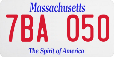 MA license plate 7BA050