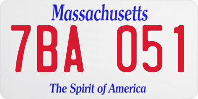 MA license plate 7BA051