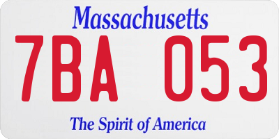 MA license plate 7BA053