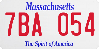 MA license plate 7BA054