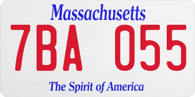 MA license plate 7BA055