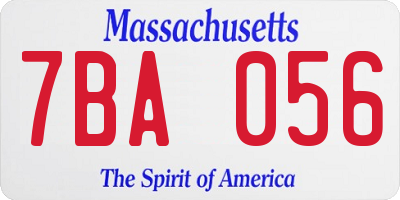 MA license plate 7BA056