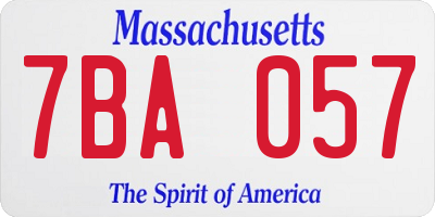 MA license plate 7BA057