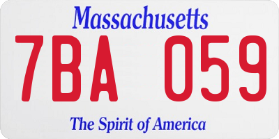 MA license plate 7BA059