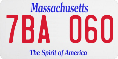 MA license plate 7BA060