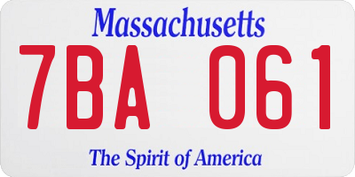 MA license plate 7BA061