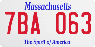 MA license plate 7BA063