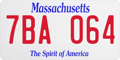MA license plate 7BA064