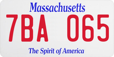 MA license plate 7BA065
