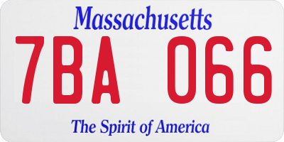 MA license plate 7BA066
