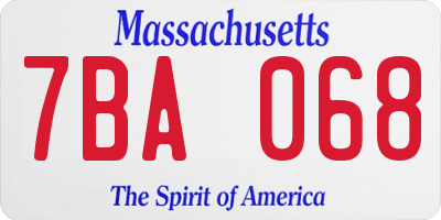 MA license plate 7BA068