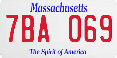 MA license plate 7BA069