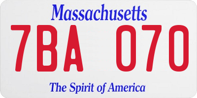 MA license plate 7BA070