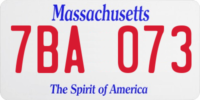 MA license plate 7BA073