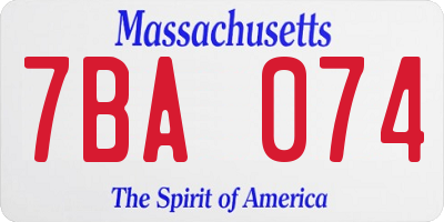 MA license plate 7BA074