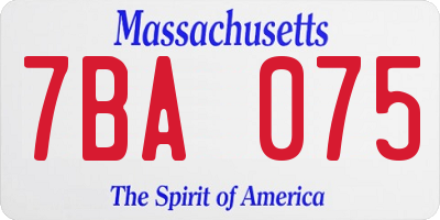 MA license plate 7BA075